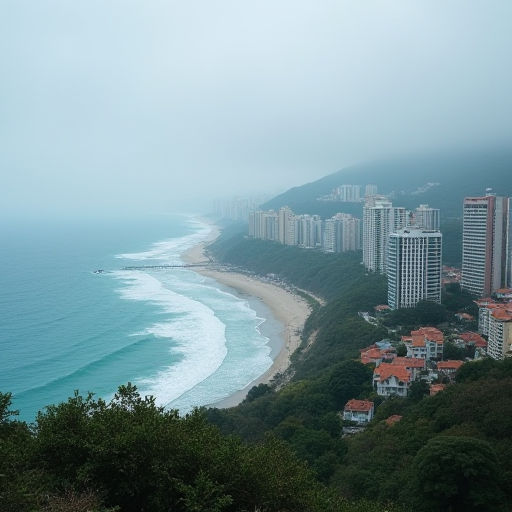 Sahilde bulunan, deniz melteminin yerleşim yerlerini etkilediği bir şehir.
