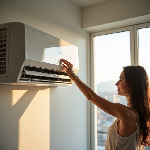 Modern bir İstanbul dairesinde klima sıcaklığını ayarlama.