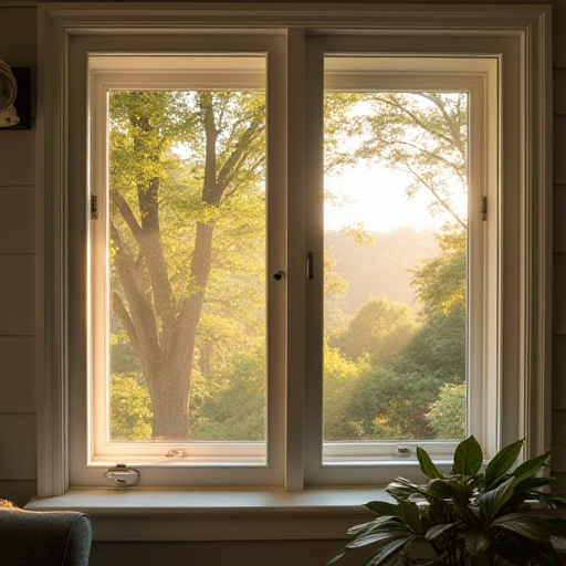 Bir evin üzerine yansıtıcı cam filmleri takılmış.