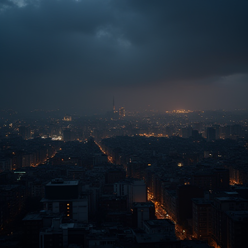 Elektrik kesintisi sırasında İstanbul şehir manzarası.