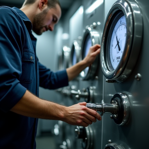 Bir teknisyenin, kazan basınç ayarlarını yaparken.