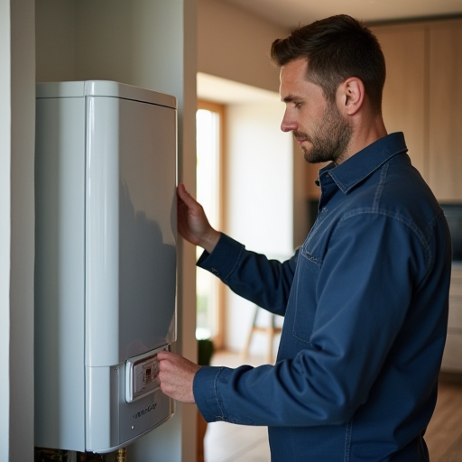 Bir teknisyenin, bir kombinin verimliliğini kontrol etmesi.