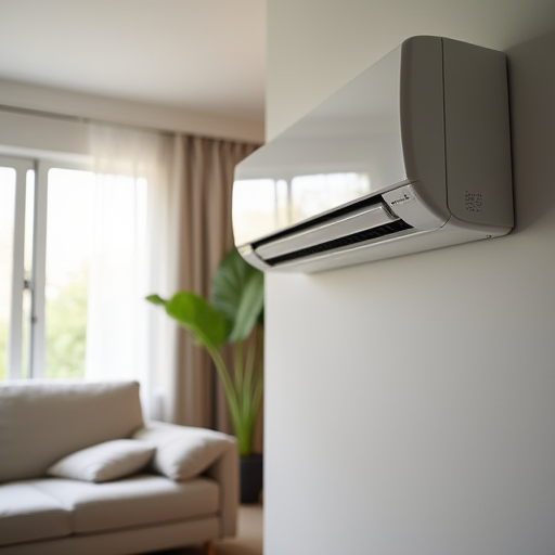 Oturma odasında modern bir klima.