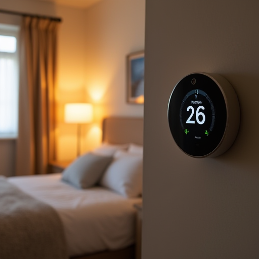 Modern bir termostatlı, şık bir yatak odası.