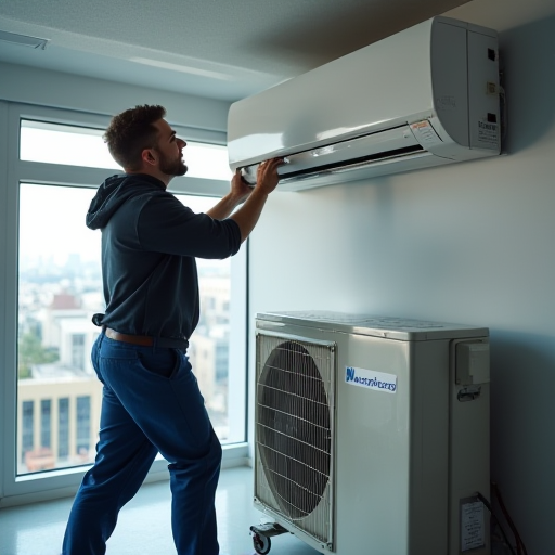 HVAC teknisyeni, VRF sistemini kuruyor.