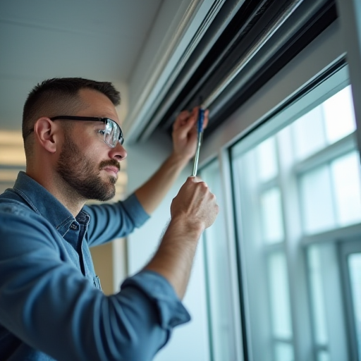 Bir hava perdesi tamircisi.