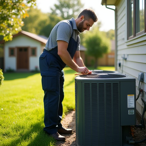 Bir teknisyen, kondenser bobinlerini temizliyor.