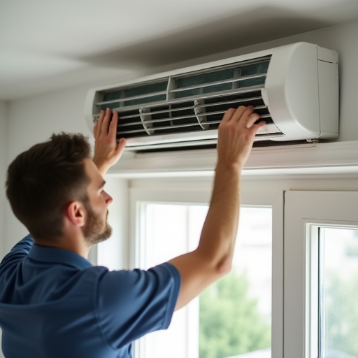 Teknisyen, klima filtresini kontrol ediyor.