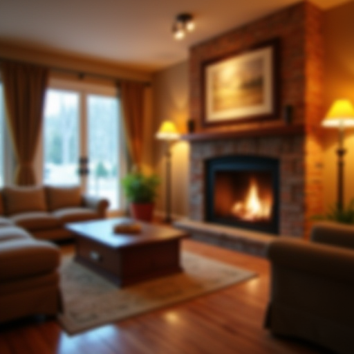 Programlanabilir bir termostatlı, şık bir oturma odası.