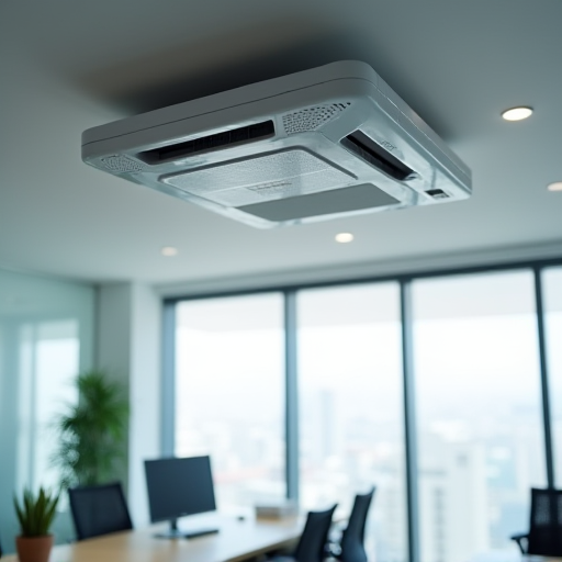 Modern bir ofiste bulunan Mitsubishi klima ünitesi.