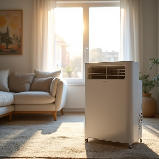 İstanbul'daki modern bir oturma odasında bulunan bir nem alma ve klima cihazı.