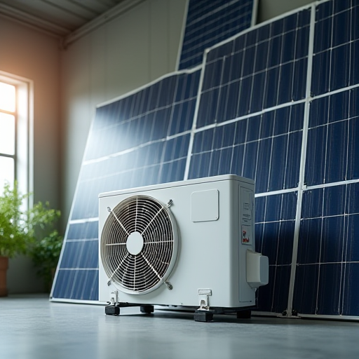 Yüksek verimli klima ünitesi, akıllı termostat ve güneş panelleri ile.