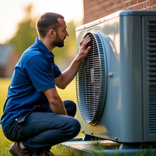 Bir teknisyen, kondenser ünitesini kontrol ediyor.