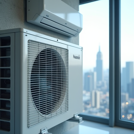 İyi yalıtılmış pencereler ve kapılarla donatılmış bir klima ünitesi.