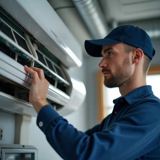 Teknisyen, filtreleri kontrol ediyor ve değiştiriyor.