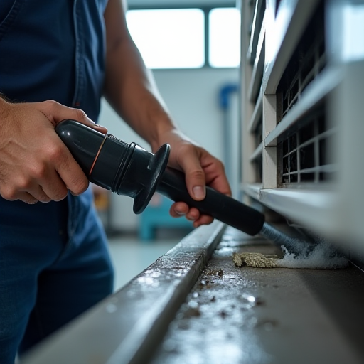 Teknisyen, Drenaj Hattını Temizliyor.