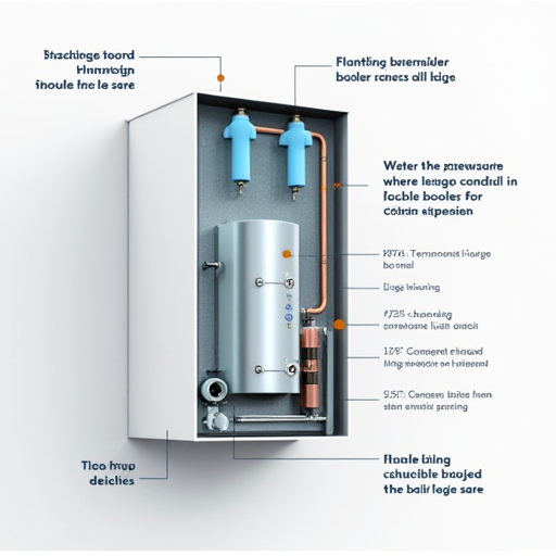 Kombili su ısıtıcısının parçaları şeması.
