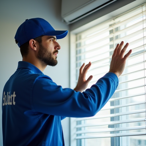 Bir teknisyen, bir klima filtresini temizliyor.