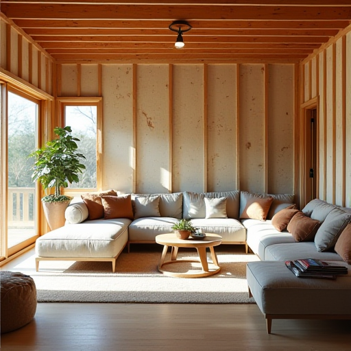 İyi yalıtılmış, modern yalıtım malzemeleriyle donatılmış bir ev.