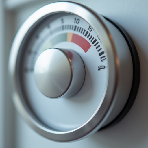 120°F ile 140°F arasında ayarlanmış bir kazan termostatının yakın çekim fotoğrafı.