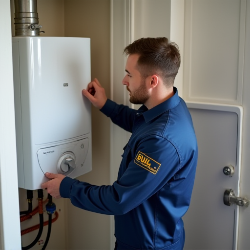 Teknisyen, kombi cihazının ayarlarını yapmaktadır.