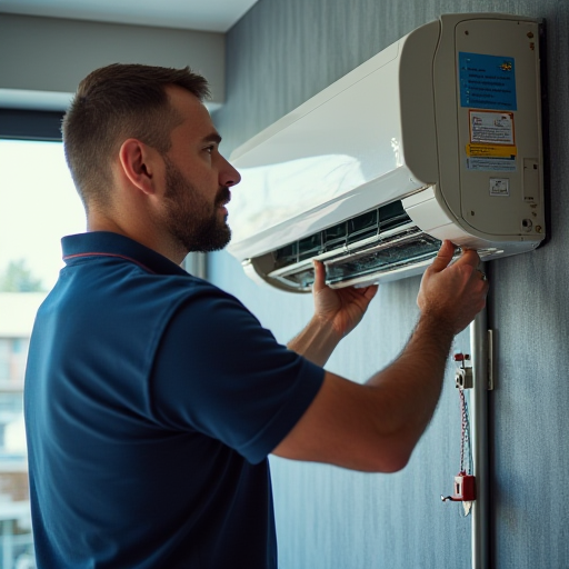 Klima bakımını yapan teknisyen.