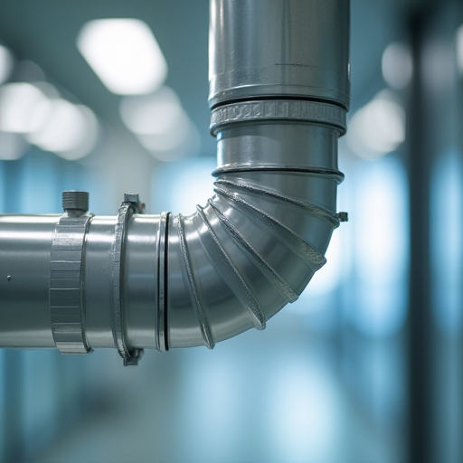 Hava kanalı bağlantılarının yakın çekimi.