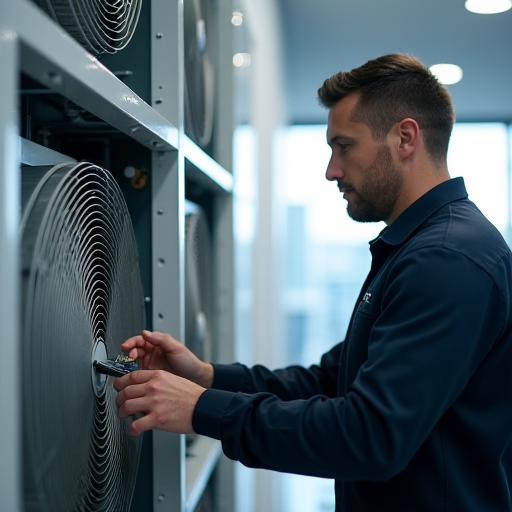 VRF sisteminde rutin bakım yapan bir teknisyen.