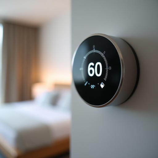 Uyku için ideal sıcaklığa ayarlanmış bir dijital termostat.