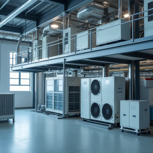 Çok katlı bir ticari binadaki bir VRF sistemi.