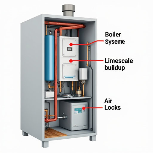 Kireçlenme ve hava tutucuları olan kazan sistemi şeması.