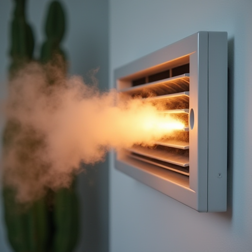 Bir klima vantilatöründen gelen sıcak hava.