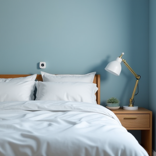 Akıllı bir termostatlı yatak odası.