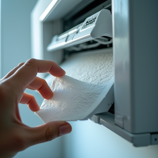 Bir klima filtresini temizlemek.