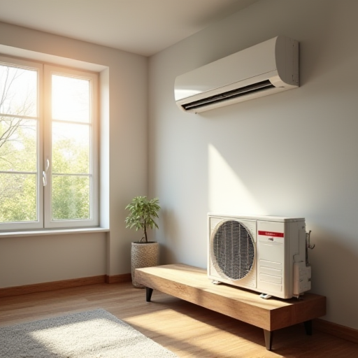 Oturma odasındaki klima ünitesi.