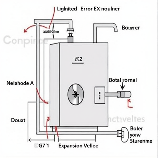 E2 hata koduyla birlikte bir kazan sisteminin şeması.