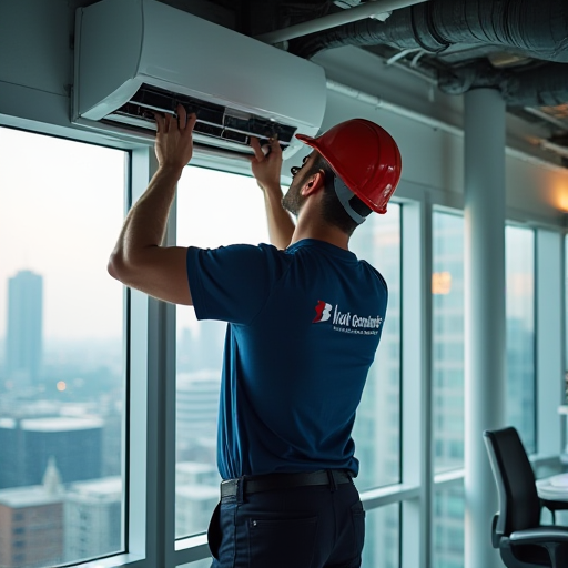 Bulat İklimlendirme'den profesyonel bir HVAC teknisyeni, yeni bir HVAC sistemi kuruyor.