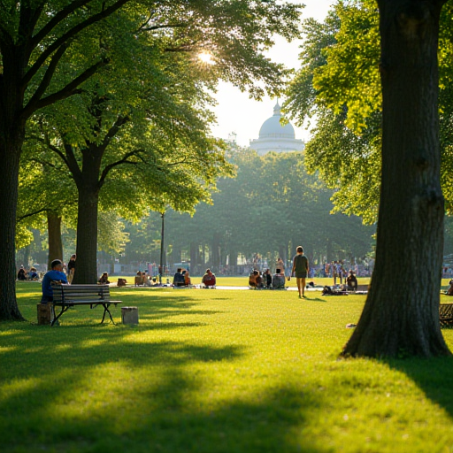 Gölgede, açık hava aktivitelerinin tadını çıkaran insanlar.
