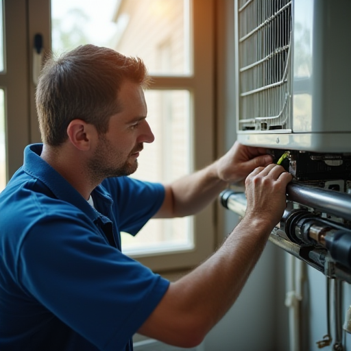 Bir teknisyen, bir klima cihazının hareketli parçalarını yağlıyor.