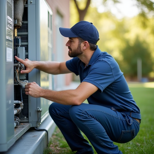 Profesyonel bir HVAC teknisyeni, bir klima ünitesi kurulumu yapıyor.
