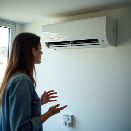 Bir klima cihazının çalışmasını izleyen kişi.