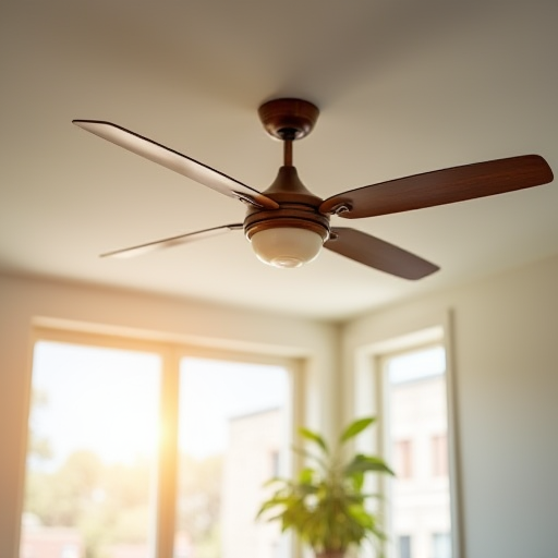 Tavan vantilatörü, saat yönünün tersine dönüyor.