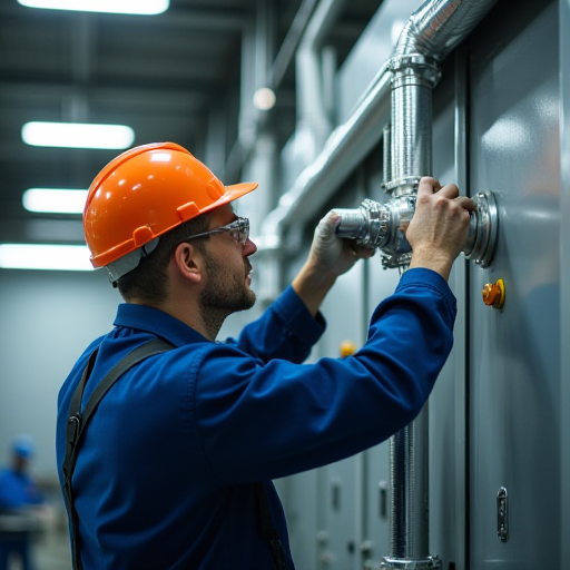 Teknisyen, havalandırma sistemini yükseltiyor.