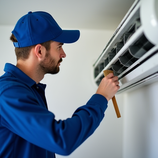 Profesyonel klima servisi neden önemlidir? best practices Bir teknisyen, bir klima ünitesinin filtresini temizliyor.