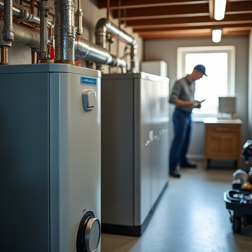 İyi durumda olan, bir teknik odada bulunan kazan.