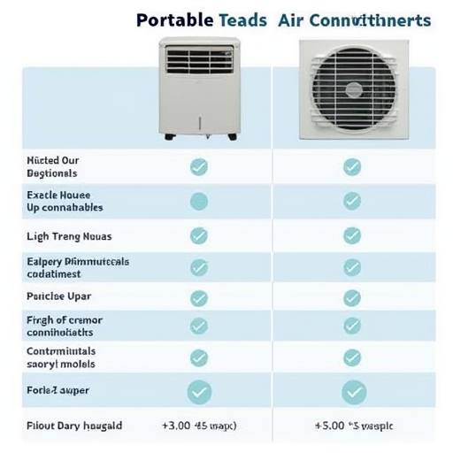 Taşınabilir ve sabit klima cihazlarının karşılaştırma tablosu.